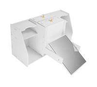 WEKADRIN Multi-function Desktop Makeup Organizer with Mirror and Stylish Cosmetic Storage Box for Vanity Office Supplies and Bathroom Essentials Large Dual-compartment Design for Easy