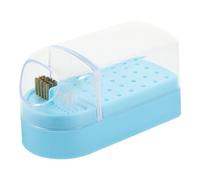 WEKADRIN Nail Drill Bits Organizer Storage Case 30 Holes with Cleaning Brush Blue Manicure Polisher Holder Portable Grinding Head Storage Box for Nail Salon and Home Use