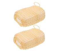 WEKADRIN Natural Exfoliating Sisal Sponge Brush 2Pcs 15X9.5Cm Body Scrubber for Bathing with Lanyard
