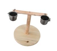 WEKADRIN Parrot Standing Rack with Food Basin Holder and Hanging Bridge Toy Natural Wood Color Bird Perch for Training and Pet Supplies Suitable for Parrots and Parakeets