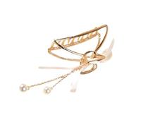 WEKADRIN Pearl Tassel Hair Claw Clip for Women Alloy Material Hair Clamp with Elegant Pearl and Tassel Pendant Suitable for Thick Thin Fashionable Headdress in Bowknot Design