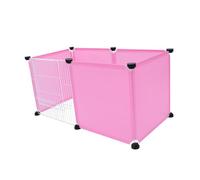 WEKADRIN Pet Safety Fence Resin Small Animals Cage DIY Protective Enclosure for Cats Hamsters Rabbits Indoor Outdoor Playpen with Pink Panels and Door