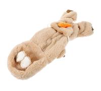 WEKADRIN Pet Winter Coat for Dogs with Hood, Brown Fleece Warm Four-Legged Puppy Jacket, Comfortable Small Dog Clothes for Cold Weather, M Size