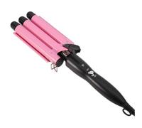 WEKADRIN Pink Three Barrel Hair Curler with Thermal Control Slip Handle Fast Heating Ceramic for Household and Salon Use Abs Shell UK Plug Compatible
