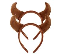 WEKADRIN Plush Cow Horn Headband Multifunctional Devil Costume Accessory for Halloween Gothic Party Skincare Face Wash Hairband Cosplay Hair Hoop for Women