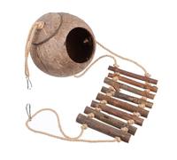 WEKADRIN Polished Coconut Shell Reptile Hideout with Ladder Hide Cave for Crested Gecko Tank Accessories, Designed for Reptile Box Ornament and Bearded Dragon Cave Extra