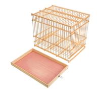 WEKADRIN Portable Bamboo Bird Cage Rectangular Small Parrot Travel Cage with Hanging Hook and Tray Handwoven Chinese Style Garden Aviary for Budgie Lovebird Cockatiel Easy to Clean and