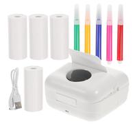 WEKADRIN Portable Mini Label Printer Wireless Handheld Thermal Printing Machine with USB Charging High-durability Material Battery for Students and Home Use Includes Color Pens and Paper