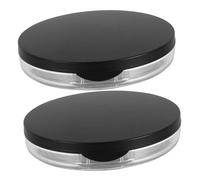 WEKADRIN Portable Powder Case 5g Makeup Powder Container 2pcs Matte Black Puff for Travel and Daily Use