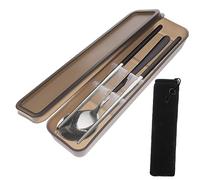 WEKADRIN Portable Stainless Steel Travel Utensils with Storage Case Rust Resistant Spoon and Chopsticks Kit for Outdoor Camping Picnic and Daily Use Dishwasher Safe Space Saving Design