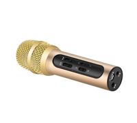 WEKADRIN Professional Handheld USB Rechargeable Microphone with Built in Reverberation Effect for Live Singing and Karaoke Portable Lightweight Mic for Home and Outdoor Use Gold