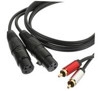 WEKADRIN Professional Rca Male to Dual Xlr Male Audio Cable Red Silver Shell Balanced Audio Cord for Car Amplifier Sound Transmission and Digital Mixer Connection