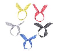 WEKADRIN Rabbit Ear Designed Headbands 5pcs Paisley Cloth Wire Hairbands Mixed Colors Fashion Wire Headwraps for Women Casual Daily Wear Random Color