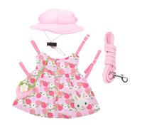 WEKADRIN Rabbit Harness Leash Set with Adorable Bunny Dress and Pulling Rope, Peach Color, Size M, Suitable for Holland Lop, Dwarf and Baby Rabbits, Decorative Pet Clothing for Small Animals