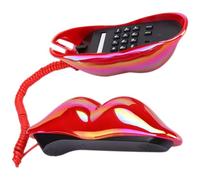 WEKADRIN Red Lip Corded Landline Phone Retro Desktop Telephone with Push Button Dial Red Lips Shaped Decor for Home Office Hotel Ornament