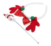 WEKADRIN Red Plush Reindeer Antlers Headbands with Pom Pom and Enchanted Stick 2Pcs Christmas Themed Hair Hoops for Party Cosplay and Holiday Accessories