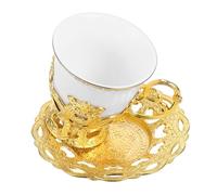 WEKADRIN Reusable Cappuccino Cup Set with Saucer Vintage Turkish Espresso Cups Embossed Copper Alloy Small Tea for Elegant Coffee Experience