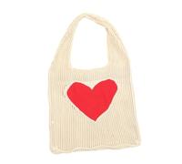 WEKADRIN Reusable Mesh Tote Bag with Heart Pattern Large Capacity Knit Shopping Bag for Fruits Vegetables for Home School Camping and Travel Quick Dry Lightweight Design