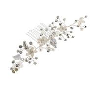 WEKADRIN Rhinestone Bridal Hair Comb Silver Finish with Faux Pearls and Sparkly Crystals Secure Fit Volume Enhancer for Wedding Hairstyles Elegant Hair Accessory for Brides Bridesmaids
