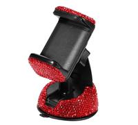 WEKADRIN Rhinestone Car Phone Stand with Suction Cup for Dashboard Windshield Air Vent Fits Phones Easy Installation Stylish Navigation Mobile Holder Red Diamond