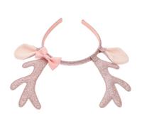 WEKADRIN Sequin Reindeer Antlers Headband with Cute Bow Realistic Deer Ears Hair Hoop for Christmas Weddings Birthdays Holiday Party Accessories for Women