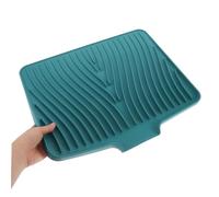 WEKADRIN Silicone Dish Drying Mat for Kitchen Sink Countertop Heat Resistant Flexible Silicone Drain Mat with Ribbed Water Catching Design Green Draining Pad for Under Countertop Rack