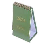 WEKADRIN Small Desk Calendar Twin Wire Binding Daily Flip Planner Green Desktop Organizer for Home Office School with Long Term Scheduling and Traditional Chinese Elements