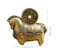 WEKADRIN Solid Brass Chinese Year Horse Figurine Feng Shui Lucky Zodiac Animal Statue for Prosperity and Wealth Blessing Vintage Desk Ornament with Delicate Craftsmanship