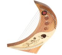 WEKADRIN Solid Wood 19-String Lyre Harp with Tuning Wrench Portable Wooden Harp Musical Instrument Suitable for Beginners and Performances Moon Pattern Box Design for Music Random Color