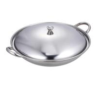 WEKADRIN Stainless Steel Saute Pan with Double Handles Overflow Korean Cooking Pot Capacity Wok for Group Dining Portable Pan for Versatile Kitchen Use