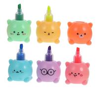 WEKADRIN Student Highlighter Pens Portable Cute Bear Markers with Smooth Writing Lightweight Scrapbook Marker for School Diary and Office Use Watercolor Effect Easy to Carry