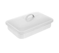 WEKADRIN Thickened Enamel Bake Pan Non Stick Roasting Tray Heat Resistant Oven Dish for Baking and Food Storage White Enamel Baking Plate for Versatile Cooking and Easy Cleaning