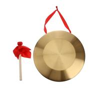 WEKADRIN Traditional Percussion Instrument Set 32cm Metal Gong with Hammer Red Chinese Opera Cymbal Musical Instrument for Orchestra and Cultural Events