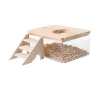 WEKADRIN Transparent Hamster Dust Bath Box with Secure Lid and Ladder Small Animal Sand Bath Container for Gerbils Chinchillas and Dwarfs Promotes Natural Digging and Bathing Habits Easy to