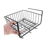 WEKADRIN Under Cabinet Hanging Basket Organizer Carbon Steel Wire Storage Basket for Kitchen and Office Space Saving Under Shelf Cabinet Organizer for Small Items and Supplies