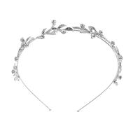 WEKADRIN Vintage Alloy Rhinestone Leaf Headband for Women Secure Fit Bridal Tiara Crown Wedding Hair Hoop Accessory Elegant Greek Roman Goddess Style Silver Tone
