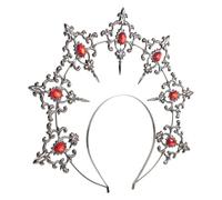 WEKADRIN Vintage Baroque Goddess Crown Headband for Women Wedding Bridal Rhinestone Headwear Tiara Headband Elegant Handcrafted Dark Sun Hair Accessory