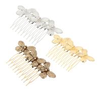 WEKADRIN Vintage Butterflies Hair Comb 3pcs Set Metallic Alloy Bridal Wedding Headpiece Accessories for Brides in Gold, Silver and Antique Gold