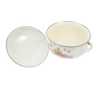 WEKADRIN Vintage Double Ear Enamel Stockpot with Lid Practical Thickened Soup Cooking Pot for Noodles Ramen Pasta Seafood Fast Heat Conduction Comfortable Grip for Home Kitchen and Festive