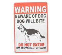 WEKADRIN Vintage Metal Dog Warning Sign Outdoor Garden Caution Plaque Retro Dog Alert Decoration for Lawn Fence Walls