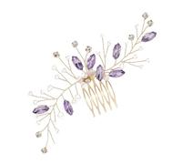 WEKADRIN Vintage Rhinestone Bridal Hair Comb Five-tooth Side Hair Piece for Women with Sparkling Purple Crystals Elegant Bride Bridesmaid Decoration