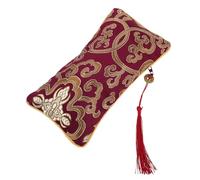 WEKADRIN Vintage Small Brocade Zipper Pouch for Scriptures and Jewelry Elegant Rectangular Storage Bag with Intricate Embroidery Fabric Case for Books Pens and Personal Items for Religious