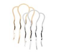 WEKADRIN Vintage U-shape Hair Side Combs 2pcs Metal 4-teeth Hair Forks for Women’s Updo Buns Chinese Chignon Pins Styling Accessories