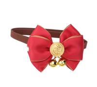 WEKADRIN Vintage Wine Red Bowknot Bell Puppy Collar Stylish Pet Neck Accessory for Dogs and Cats Comfortable Material Fashionable Outdoor Walking and Sports Necklace