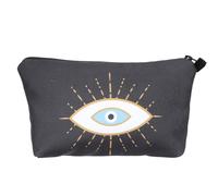 WEKADRIN Water-Resistant Toiletry Bag with Evil Eye Print, Travel Makeup Pouch for Women, Multipurpose Cosmetic Organizer with Zipper for Personal Care and Wash Essentials