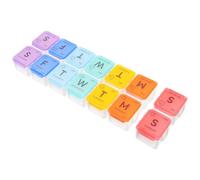 WEKADRIN Weekly Pill Organizer 14 Compartments, Pp Plastic Travel Medicine Box with Colorful Lids, Dustproof Reusable Small Storage Case for Vitamins and Medication Holder