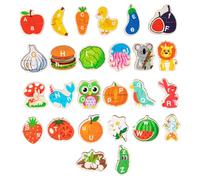 WEKADRIN Wooden Alphabet Puzzle with Animal and Fruit Themes Wood Puzzles for Early Education Matching Learning for Preschool Cognitive Development