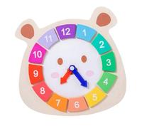 WEKADRIN Wooden Bear-shaped Educational Clock for Multifunctional Mathematical Cognition Teaching Tool Color and Learning Aid for Intellectual Development and Family Interaction