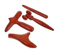 WEKADRIN Wooden Gua Sha Massage Stick 4pcs Set Brown Body Scraping Board for Muscle Relief and Shaping Therapy Portable Spa Tool for Deep Tissue Massage