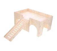 WEKADRIN Wooden Hamster Castle with Slide Multi-layer Small Pet Villa Natural Solid Wood Rat House Cage Toy for Hamsters and Guinea Pigs Small Animal Habitat Enrichment